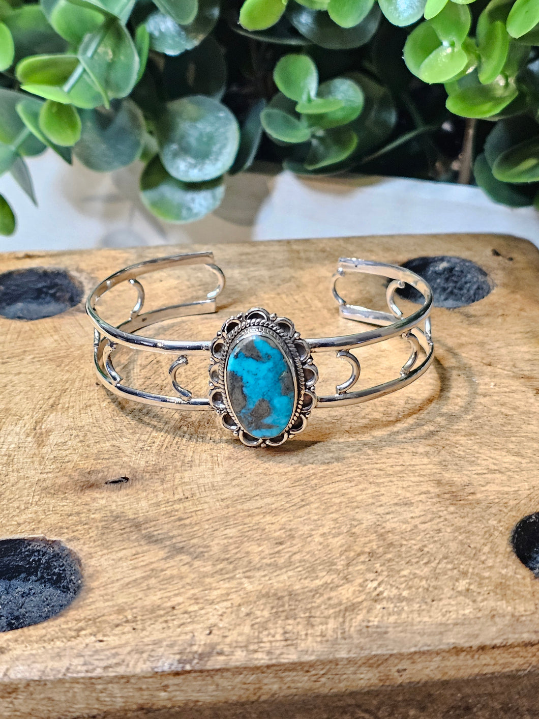 Morenci Turquoise Sterling Silver Bangle Bracelet