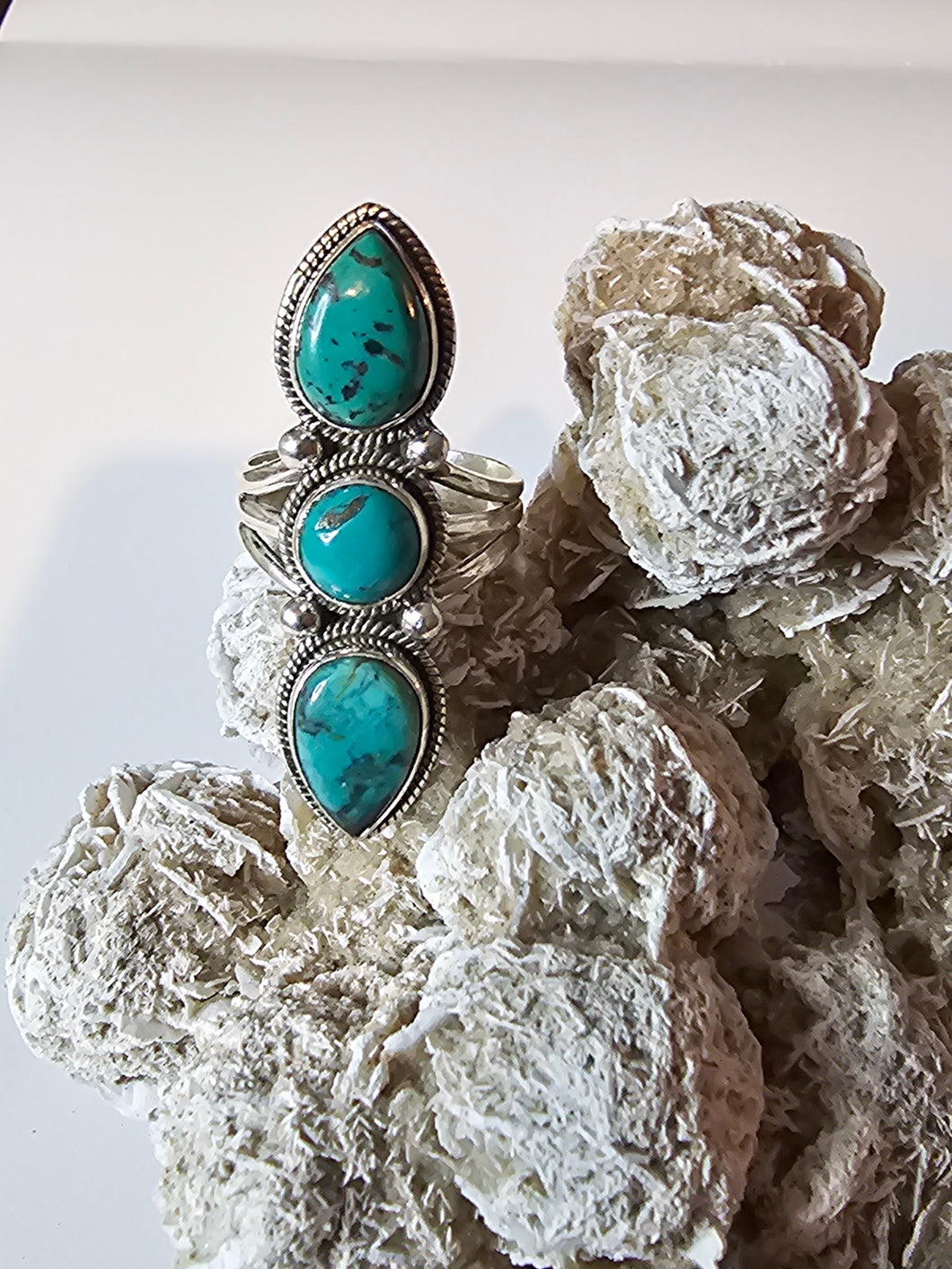 Tibetan Turquoise Sterling Silver Ring Size 9