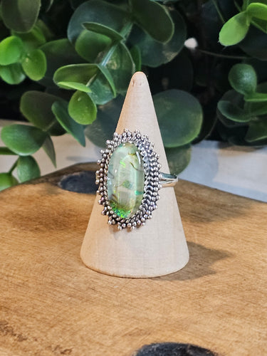 Monarch Opal Sterling Silver Ring Size 10