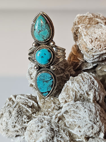 Tibetan Turquoise Sterling Silver Ring Size 8