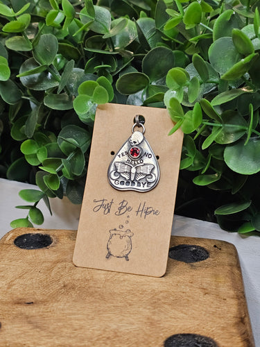 Garnet Ouija Sterling Silver Distressed Pendant