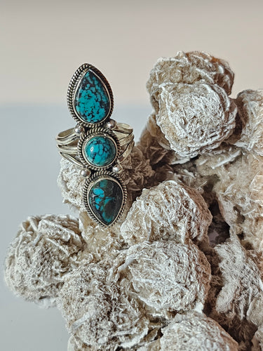 Tibetan Turquoise Sterling Silver Ring Size 9