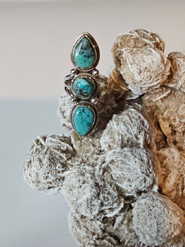 Tibetan Turquoise Sterling Silver Ring Size 6