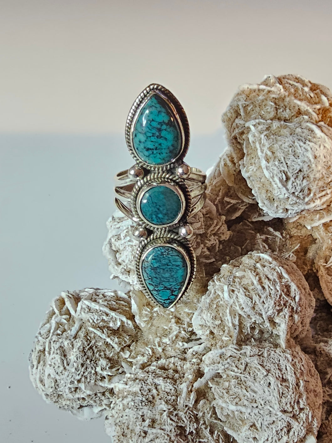 Tibetan Turquoise Sterling Silver Ring Size 6