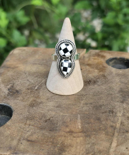 Checkerboard Sterling Silver Ring