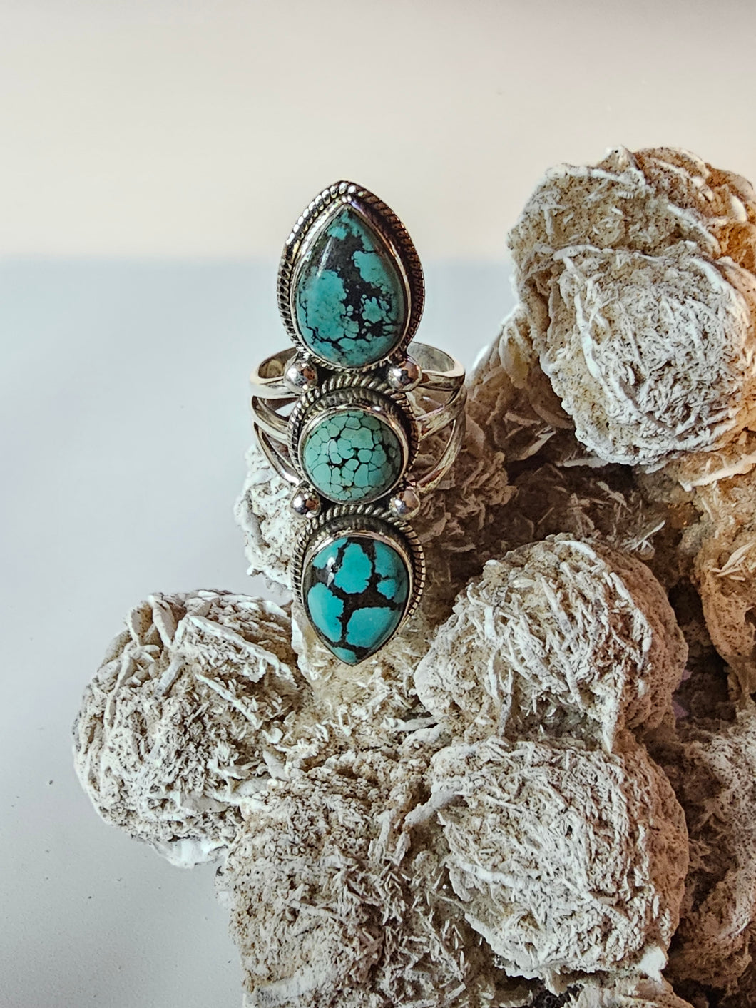 Tibetan Turquoise Sterling Silver Ring Size 7