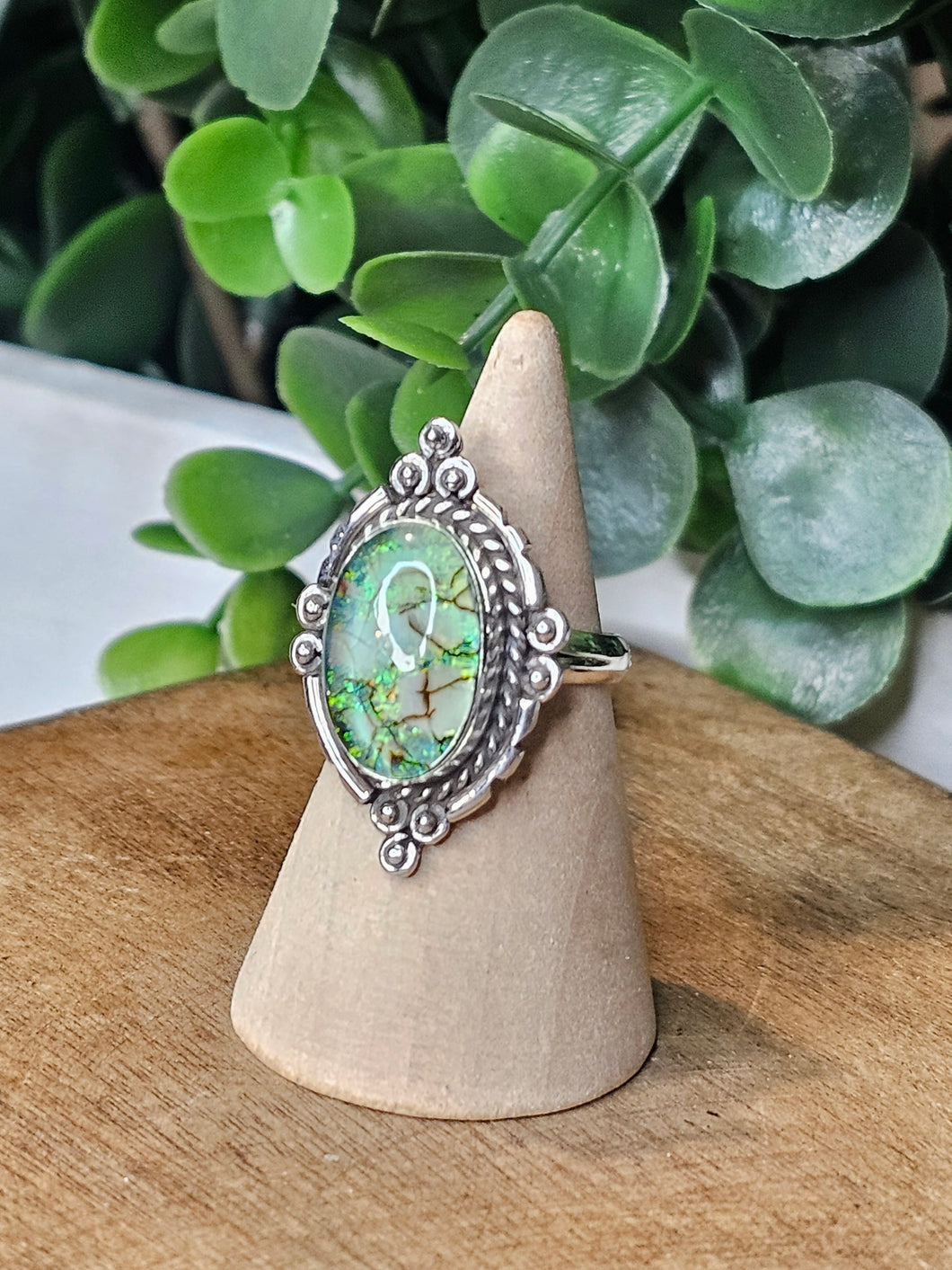 Monarch Opal Sterling Silver Ring Size 7