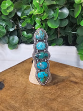 Load image into Gallery viewer, Tibetan Turquoise 5 Mount Sterling Silver Ring