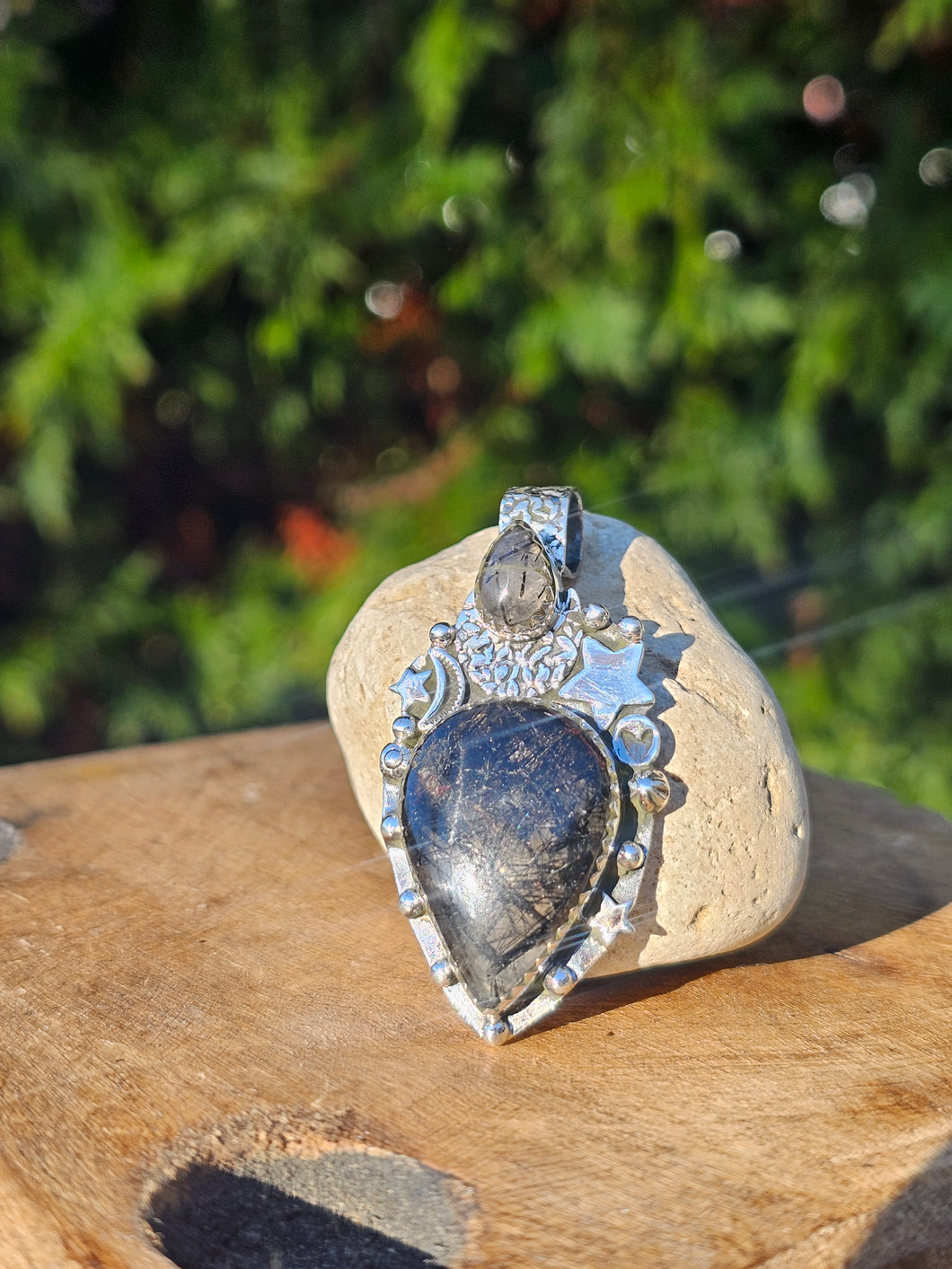 Black Rutile Sterling Silver Pendant