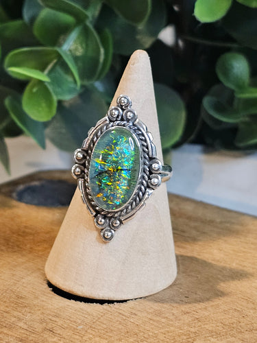 Monarch Opal Sterling Silver Ring Size 8.5