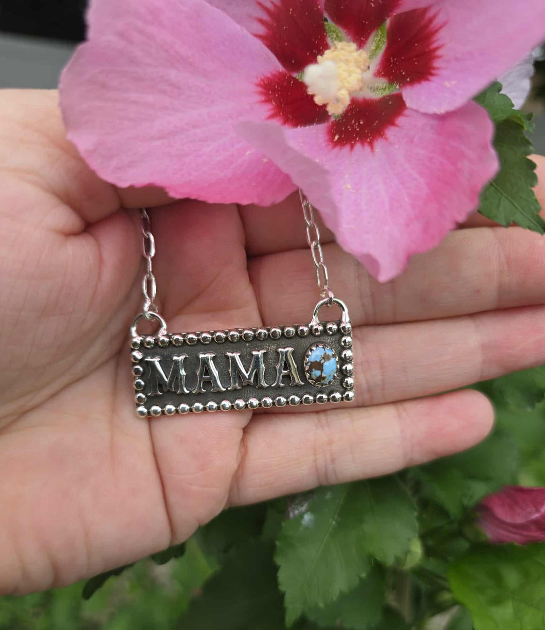 Mama Golden Hills Turquoise - 18in Paperclip Necklace Sterling Silver