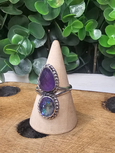 Amethyst & Mystic Quartz Sterling Silver Ring