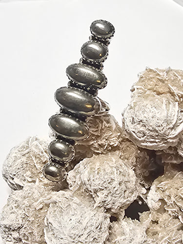 Pyrite Sterling Silver 7 Mount Ring