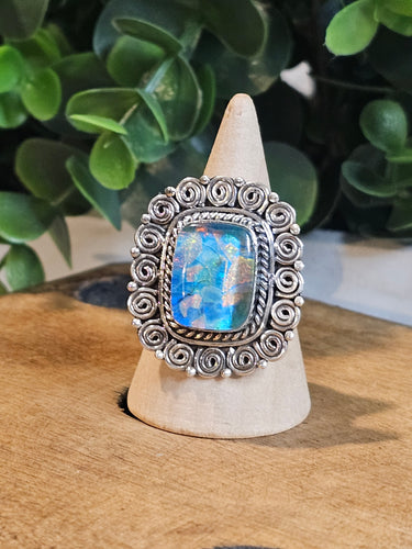 Monarch Opal Sterling Silver Ring Size 11