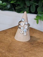 Load image into Gallery viewer, Rainbow Moonstone &amp; Blue Topaz Sterling Silver Ring