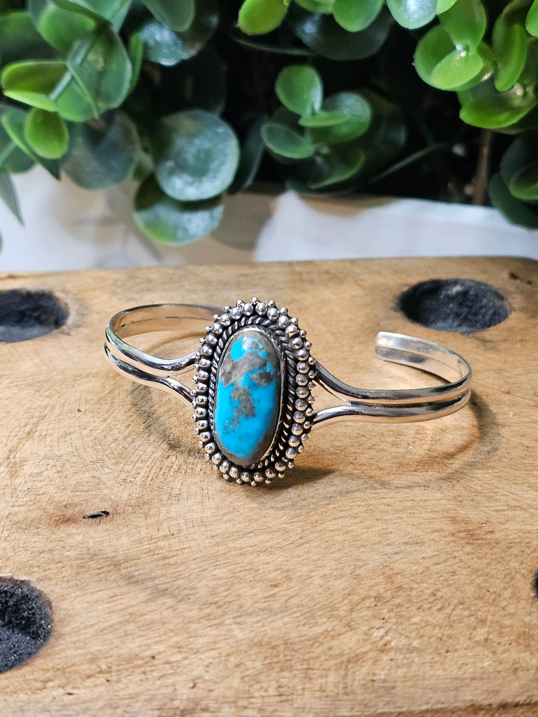 Morenci Turquoise Sterling Silver Bangle Bracelet