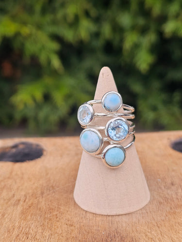 Larimar & Blue Topaz Sterling Silver Ring