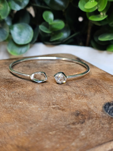 Herkimer Diamond Sterling Silver Twist Bangle Bracelet