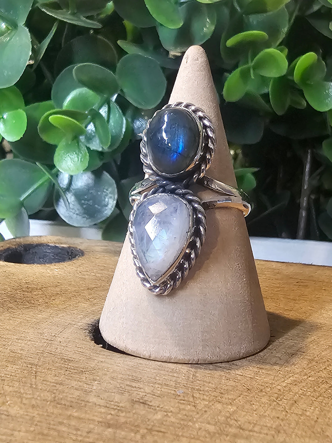Labradorite & Rainbow Moonstone Sterling Silver Ring