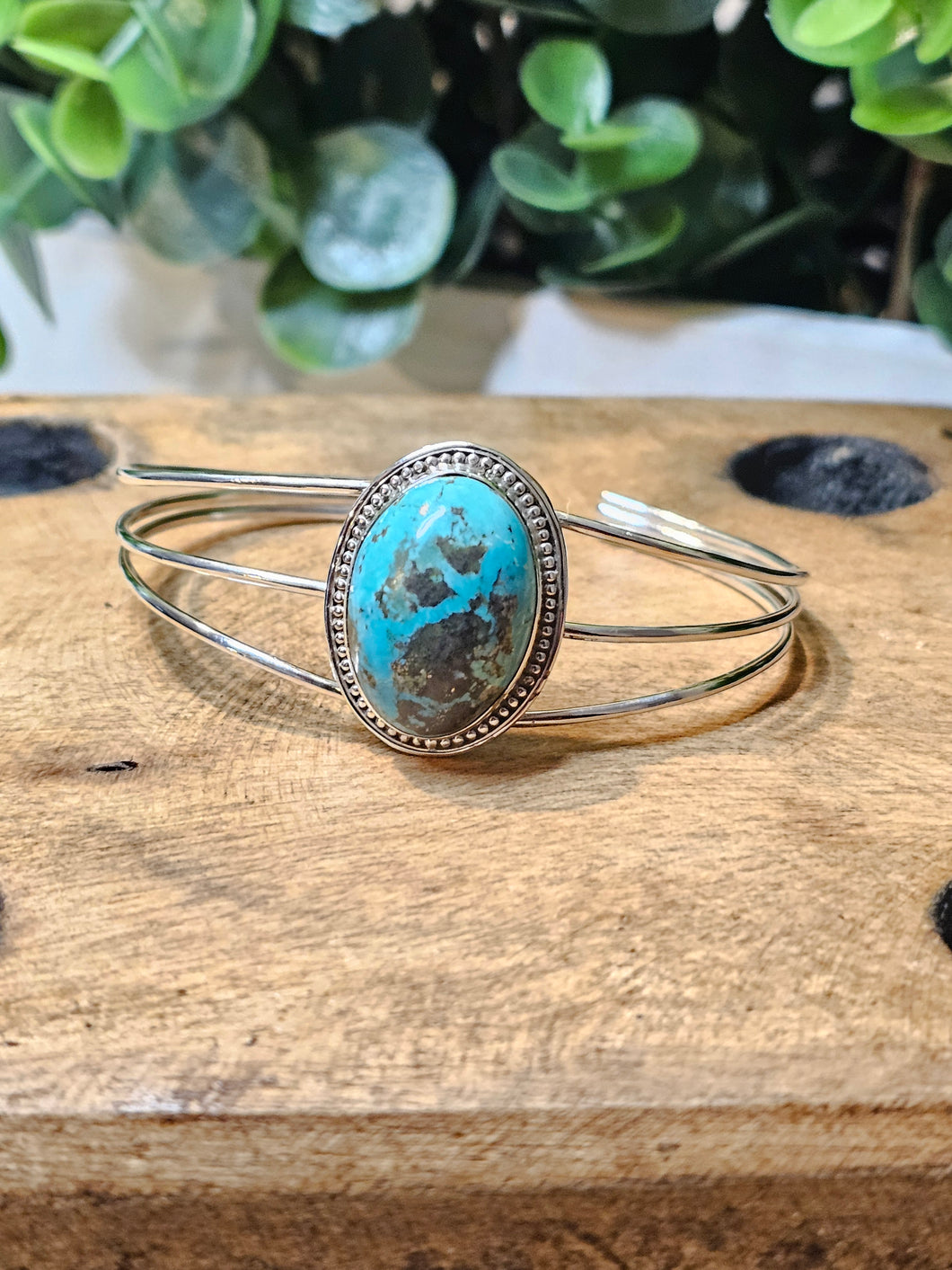 #8 Turquoise Sterling Silver Bangle Bracelet
