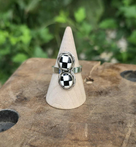 Checkerboard Sterling Silver Ring
