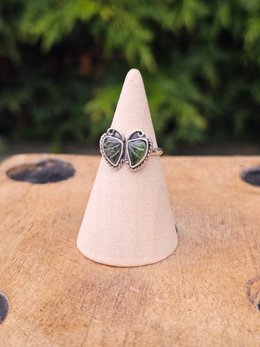 Green Tourmaline Butterfly Sterling Silver Ring